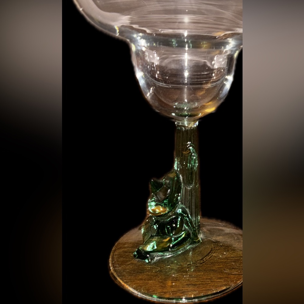 4 Vintage Mexican Margarita Glasses - Green Sombrero Stem - Artisan Glassware - Picture 8 of 8